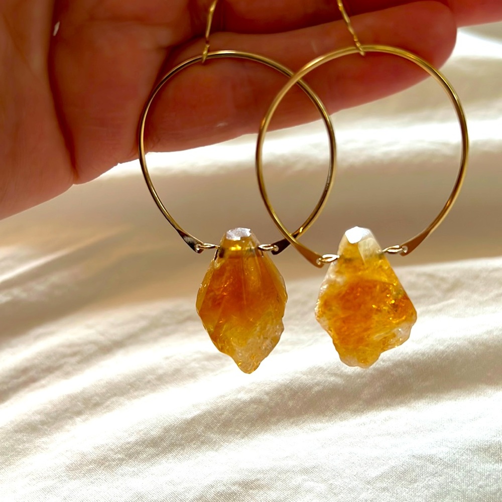 Luna Norte Citrine Hoop Earrings